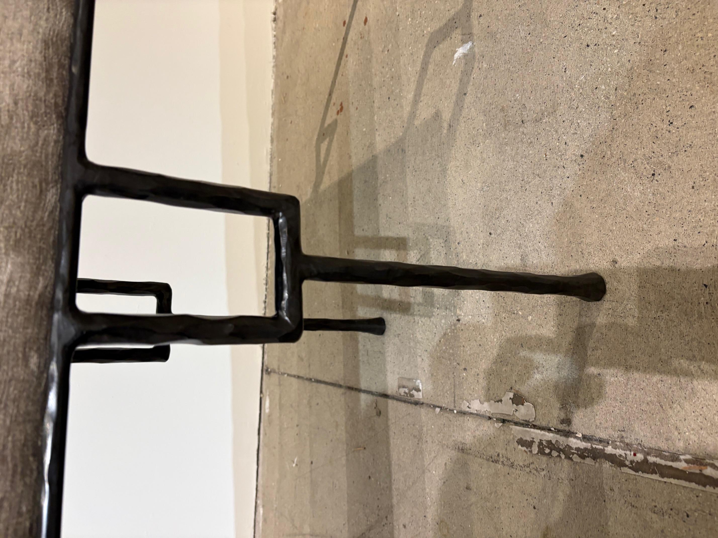 Contemporary Hammered and Patinated Iron Bench For Sale 8