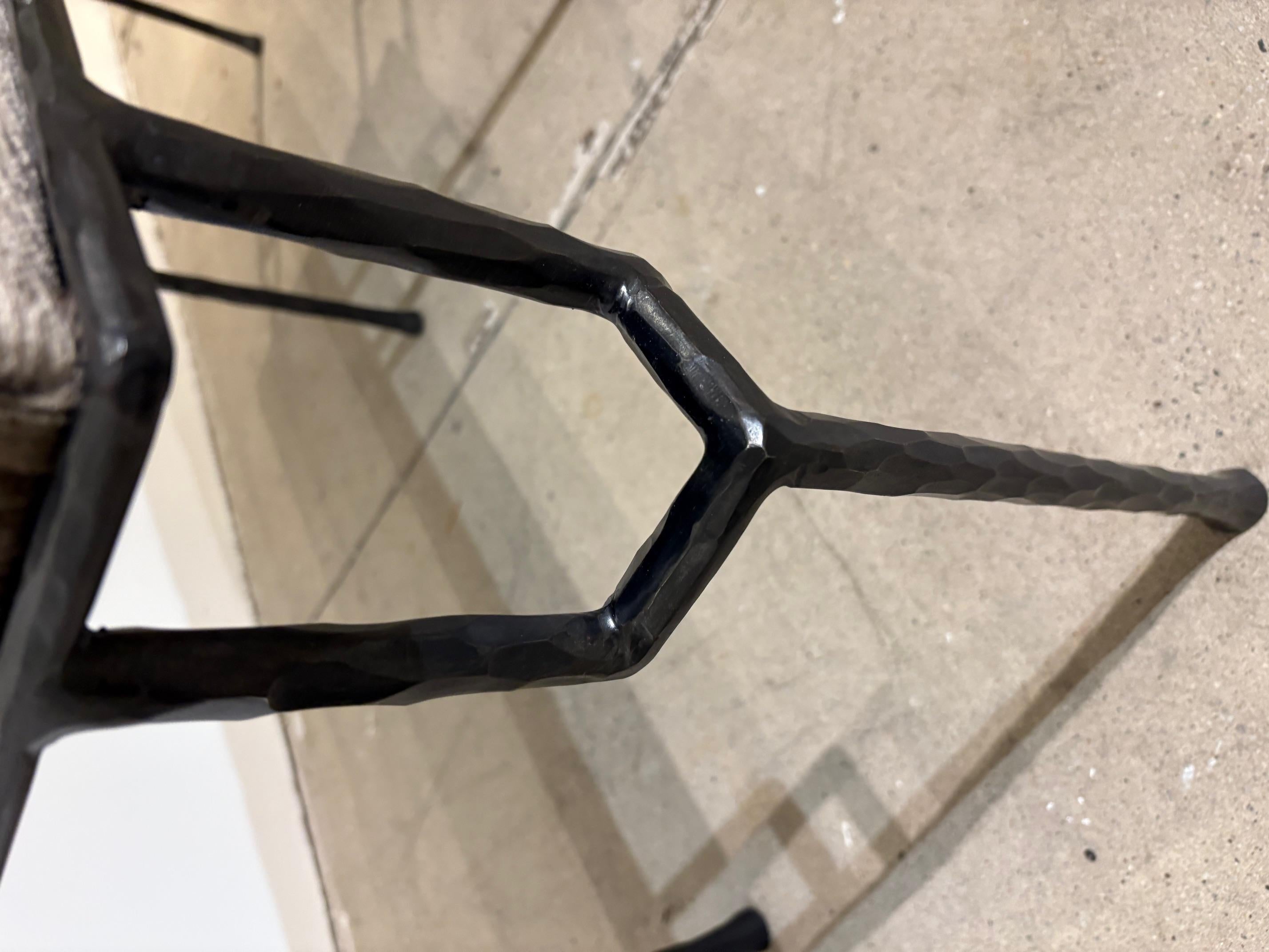 Contemporary Hammered and Patinated Iron Bench For Sale 6