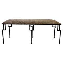 Contemporary Hammered and Patinated Iron Bench