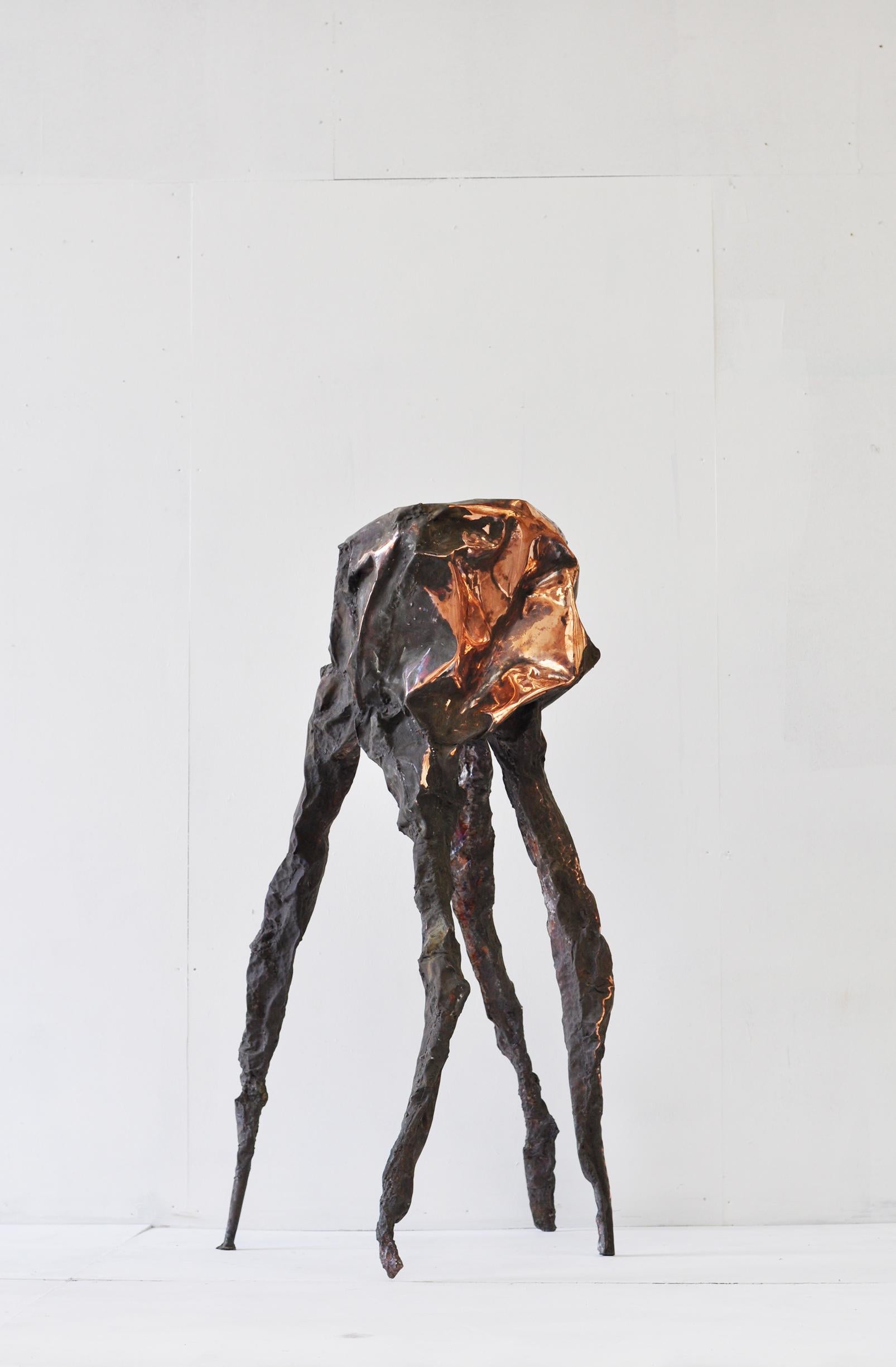 Contemporary Hammered copper Arachne sculpture by Marius Ritiu For Sale 5