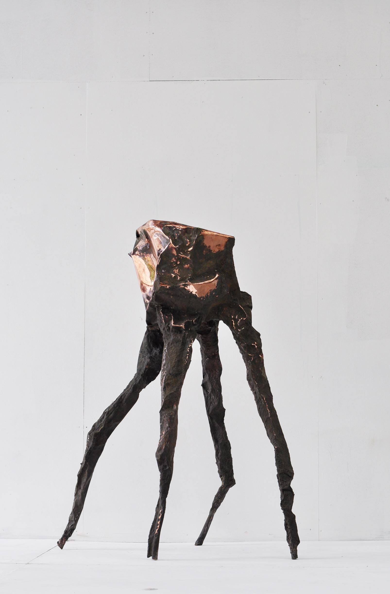 Copper Contemporary Hammered copper Arachne sculpture by Marius Ritiu For Sale