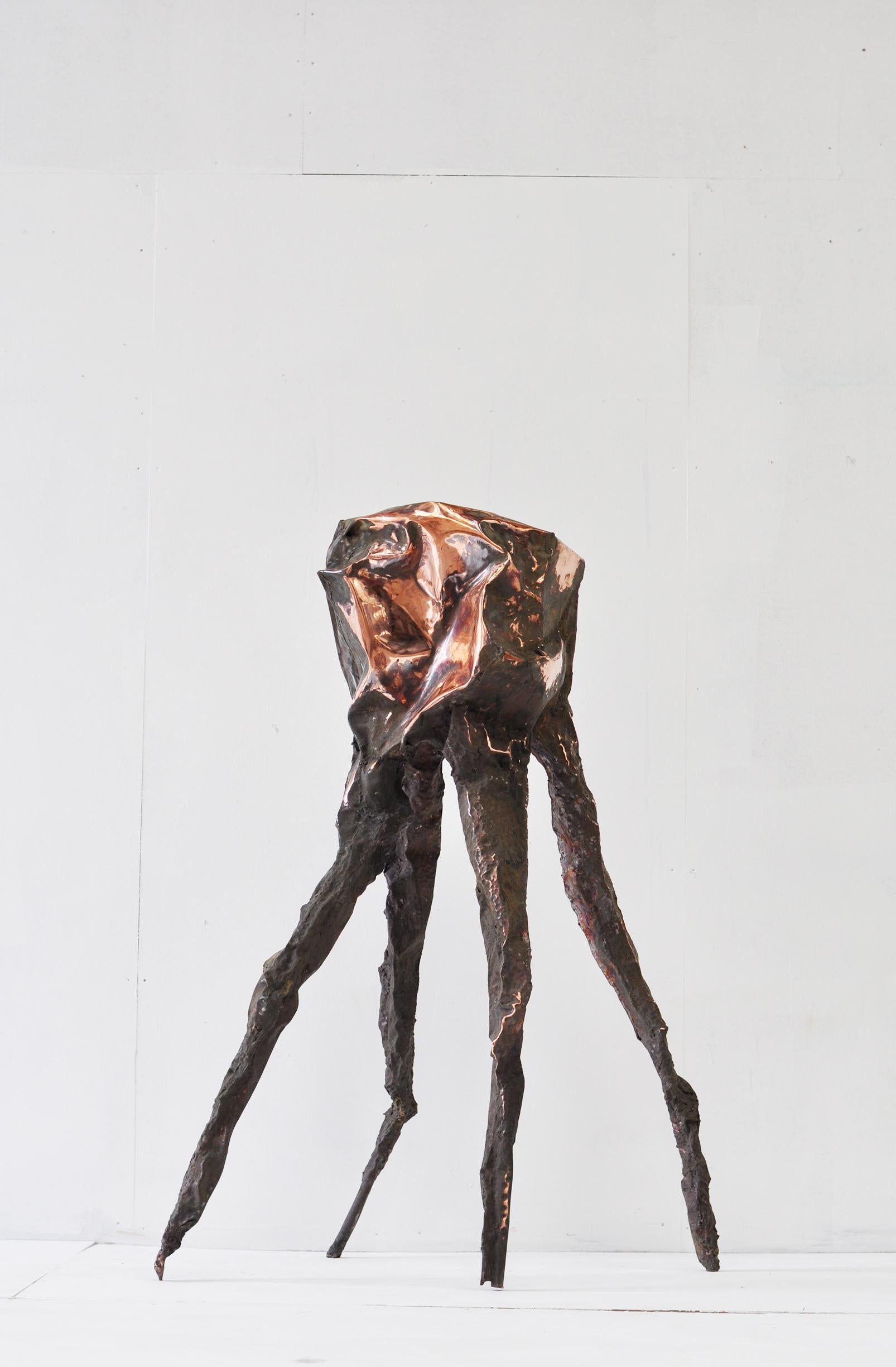 Contemporary Hammered copper Arachne sculpture by Marius Ritiu For Sale 1