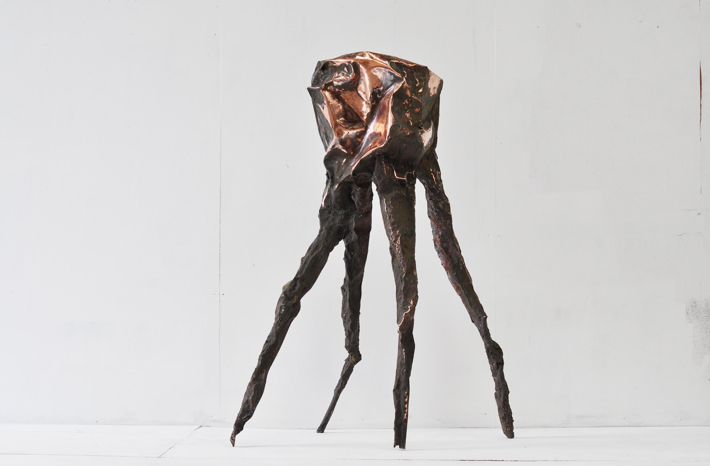 Contemporary Hammered copper Arachne sculpture by Marius Ritiu For Sale 2