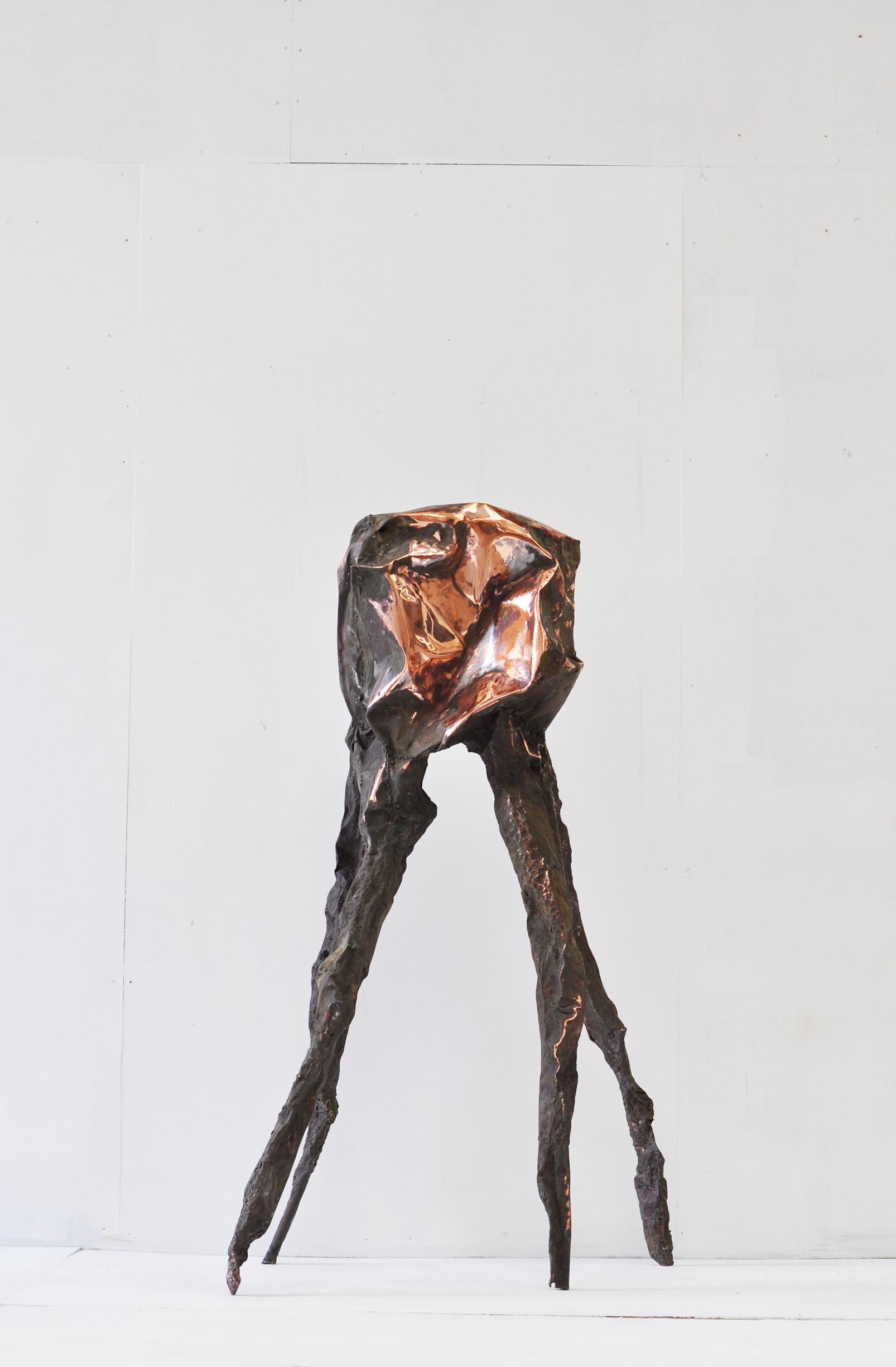 Contemporary Hammered copper Arachne sculpture by Marius Ritiu For Sale 4