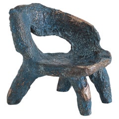 Contemporary Hammered copper Cosmic Blue II Bench by Marius Ritiu