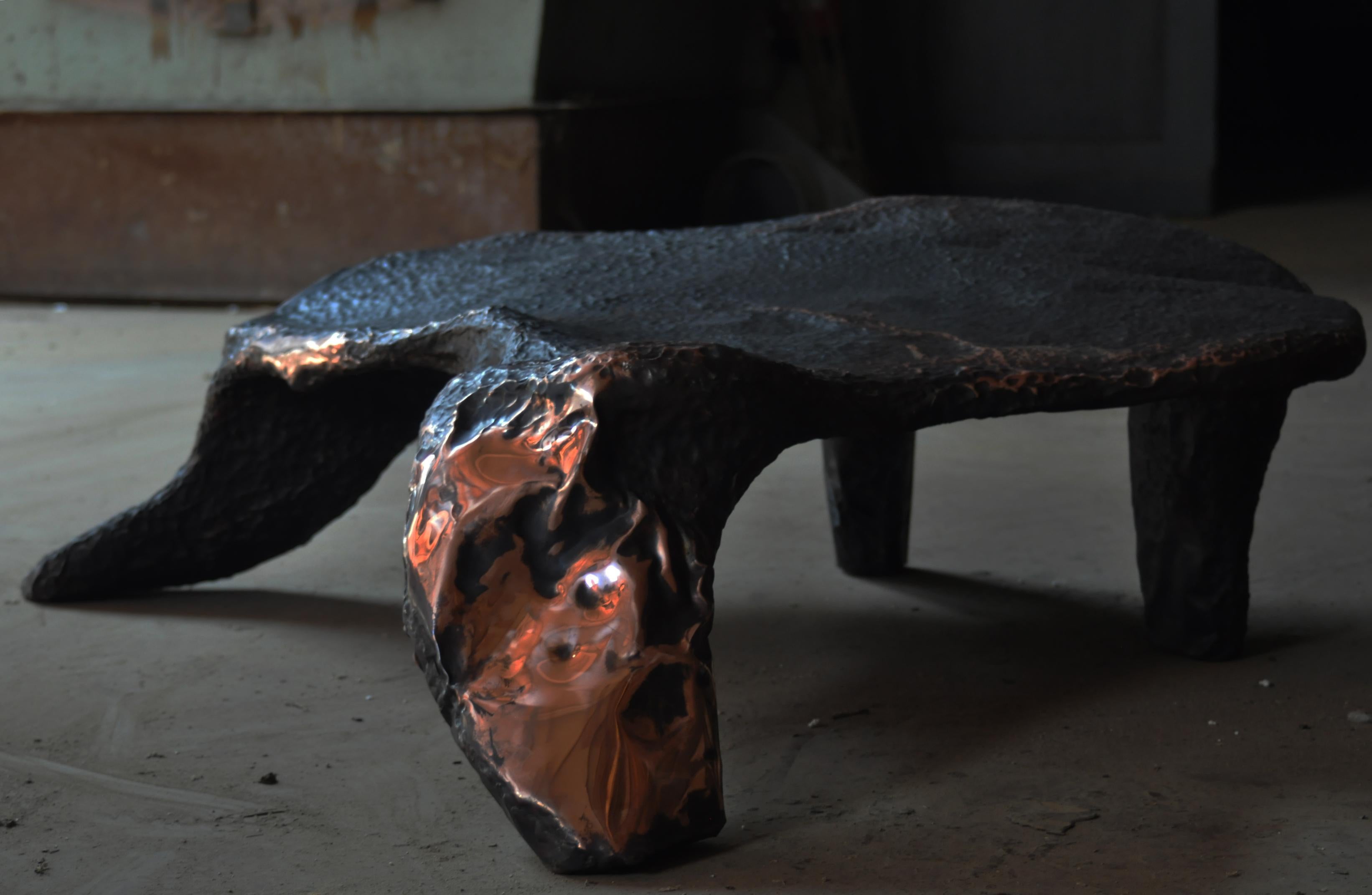 Contemporary Hammered copper Platypus Bench  by Marius Ritiu For Sale 9