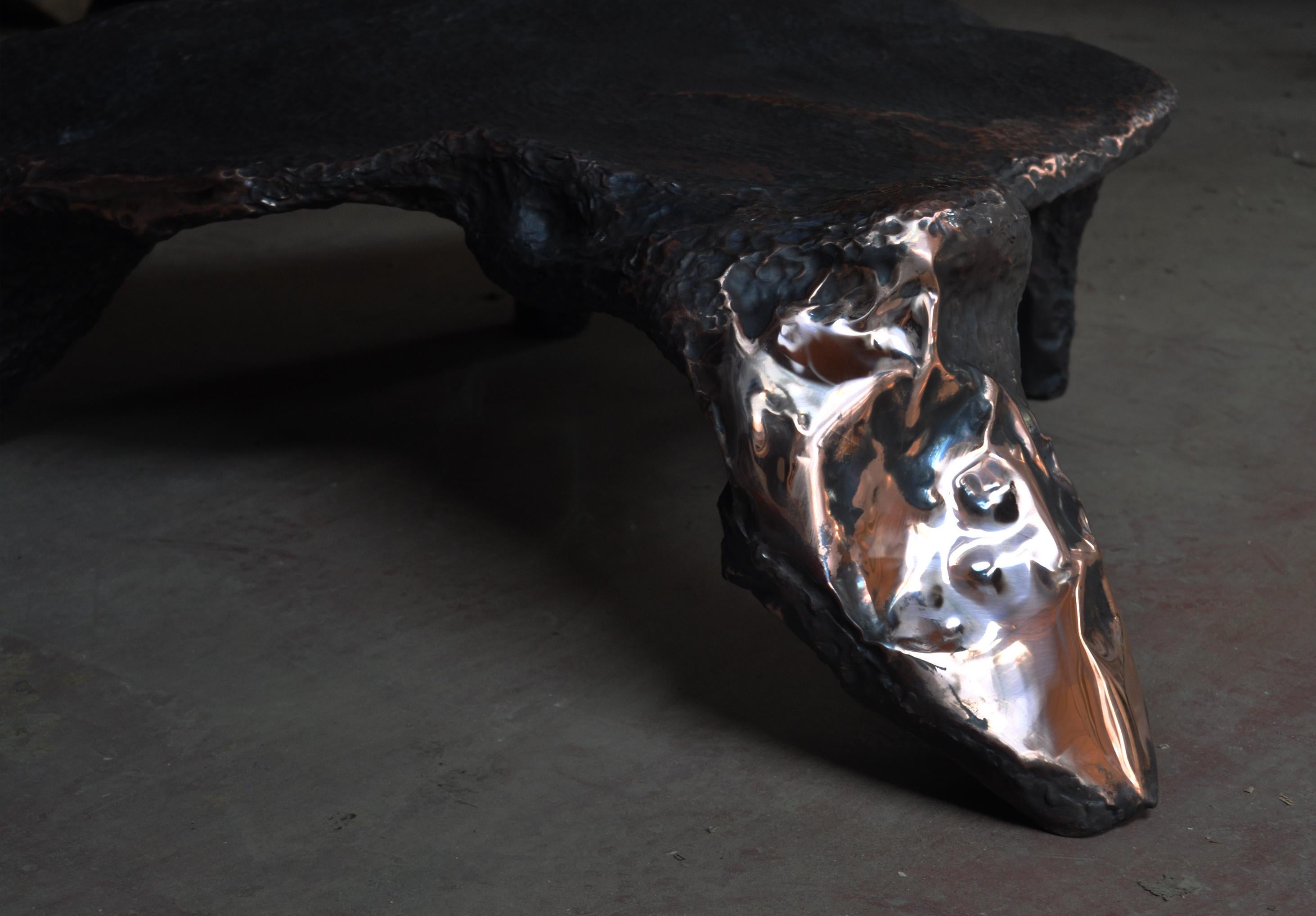 Contemporary Hammered copper Platypus Bench  by Marius Ritiu For Sale 11