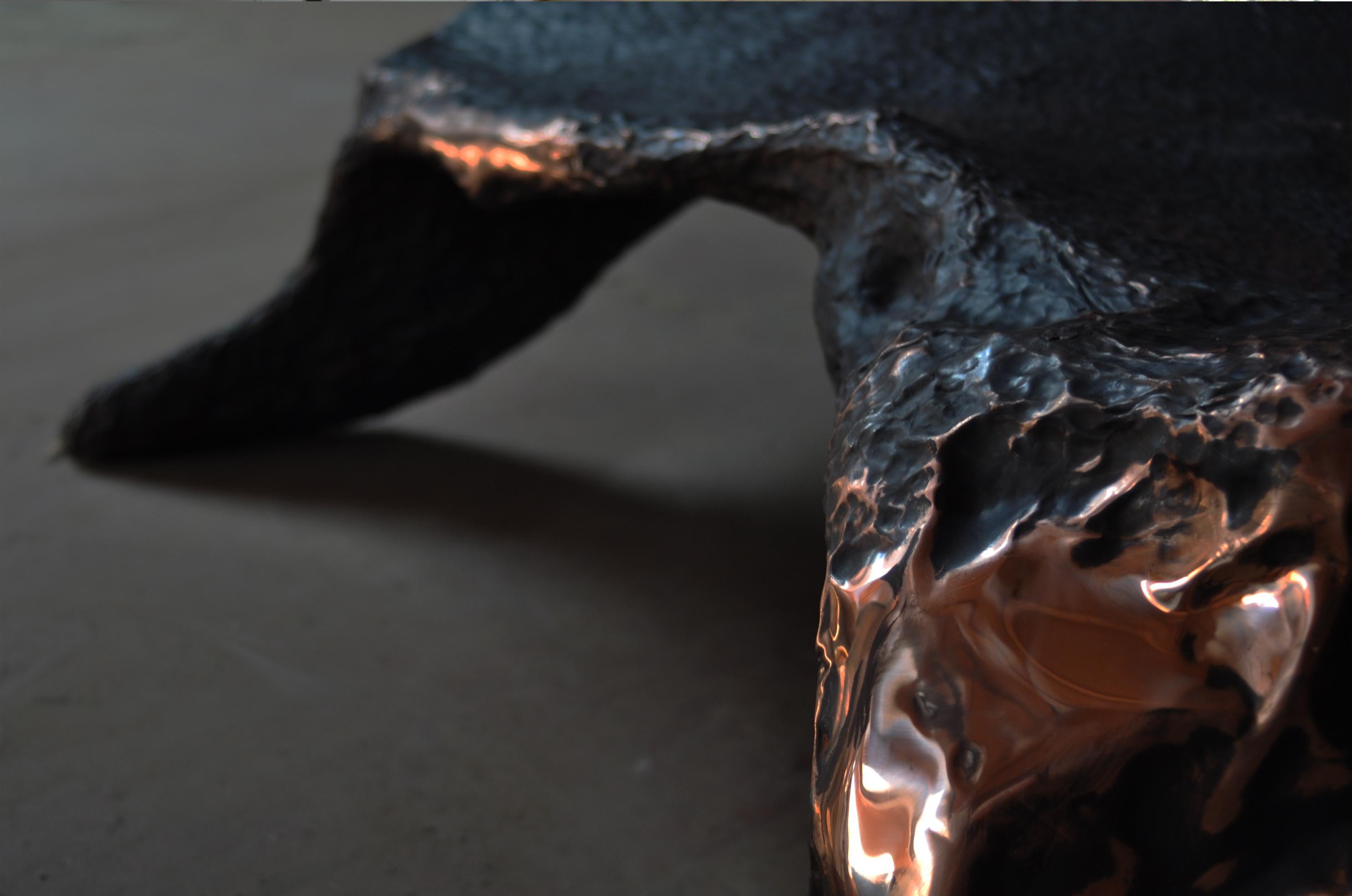 Contemporary Hammered copper Platypus Bench  by Marius Ritiu For Sale 4