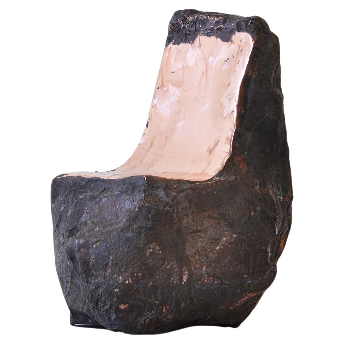 Contemporary Hammered copper Rocking Chair II sculpture by Marius Ritiu For Sale