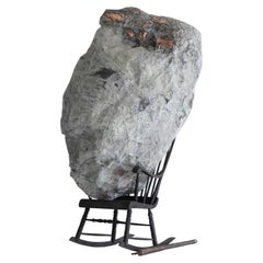 Contemporary Hammered copper Rocking Chair III sculpture by Marius Ritiu