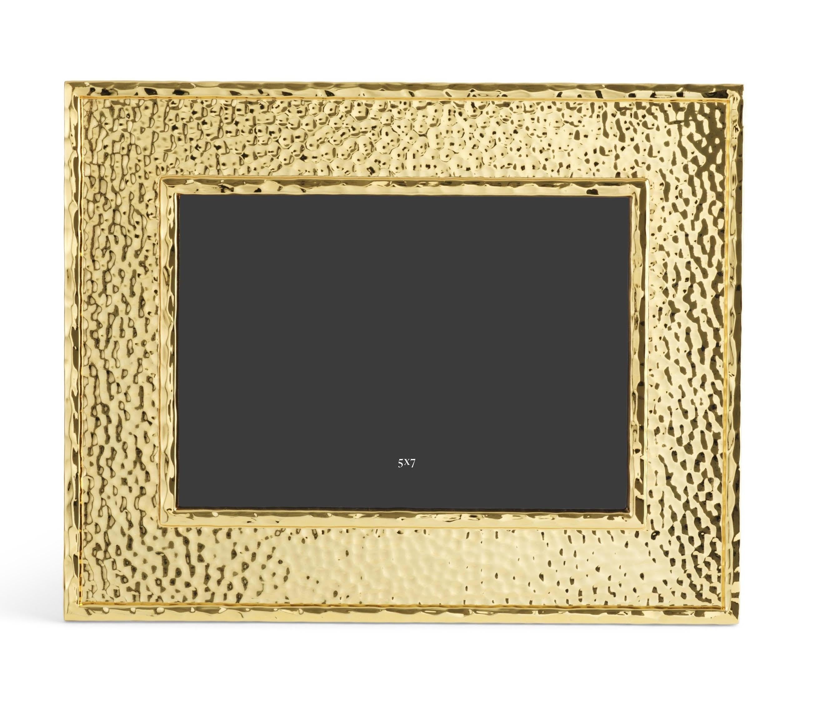 Moderno Portafoto medio contemporaneo in metallo martellato e oro. in vendita