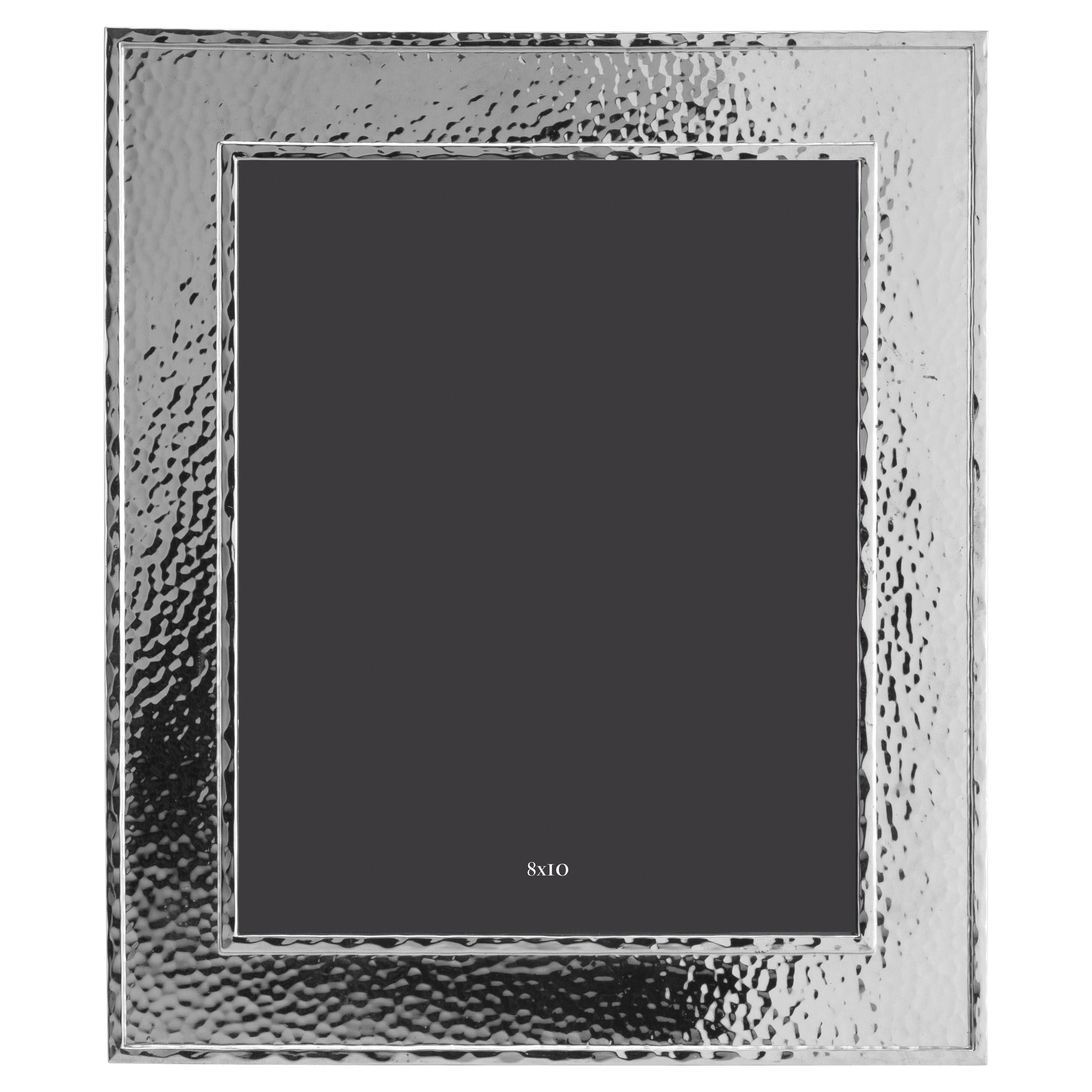 Contemporary Hammered Nickel Silver Photo Frame, Large Model.