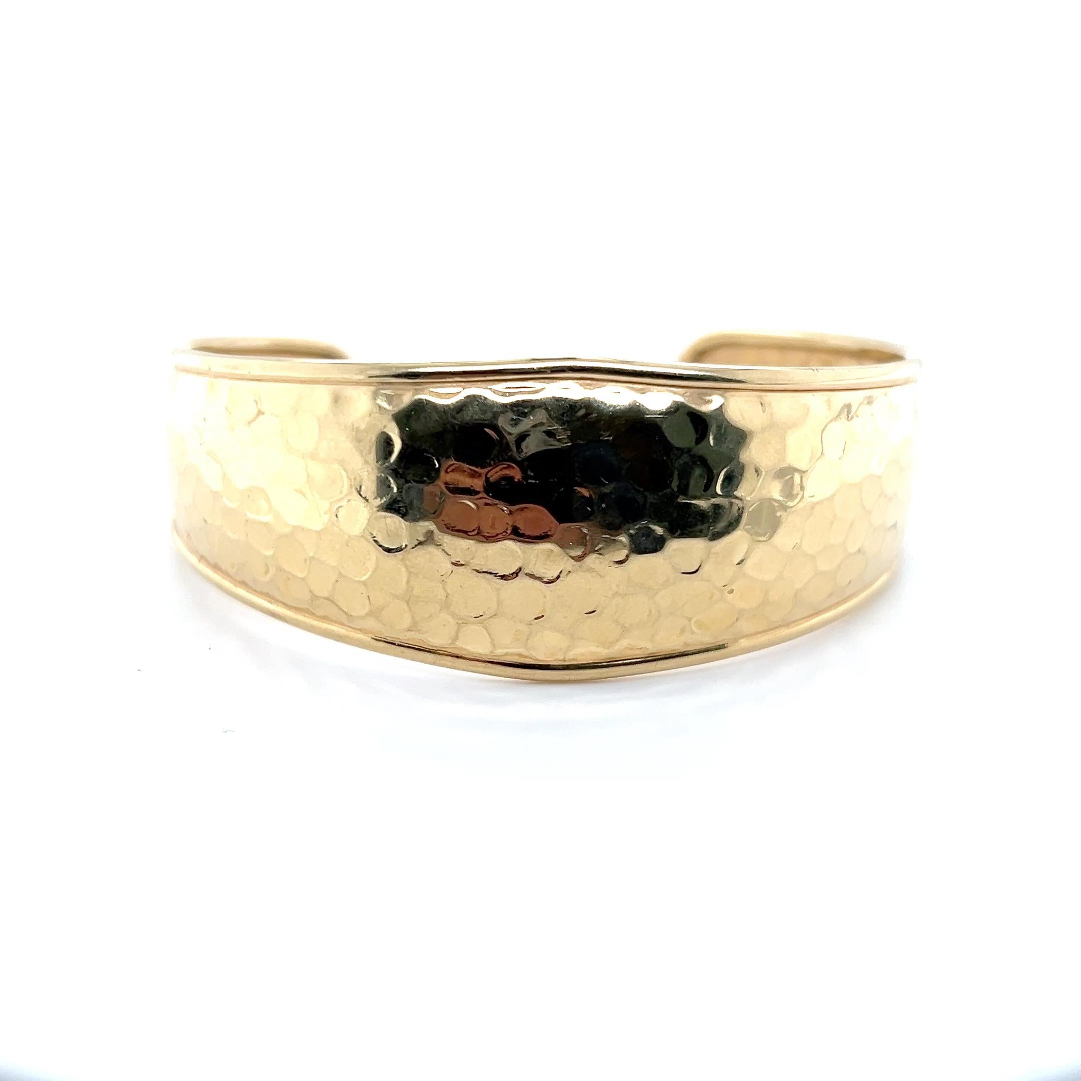  Bracelet manchette contemporain en or jaune Hammer Unisexe 