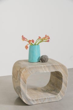 Contemporary Han Bai Yu White Marble "O" Side Table by Robert Kuo, Limited