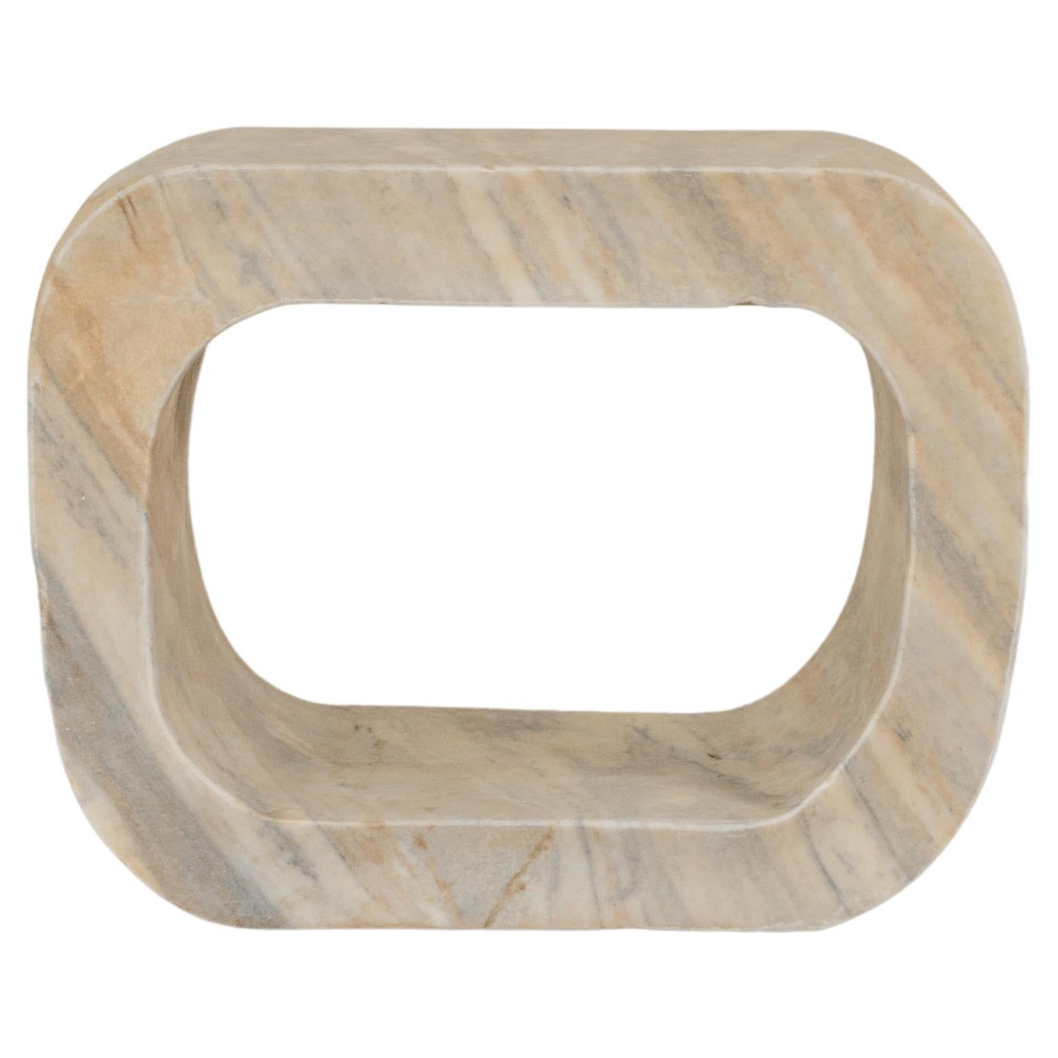 Contemporary Han Bai Yu White Marble "O" Side Table by Robert Kuo, Limited For Sale