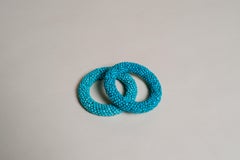 Contemporary Hand Beaded Turquoise Bangle by Alice Kuo