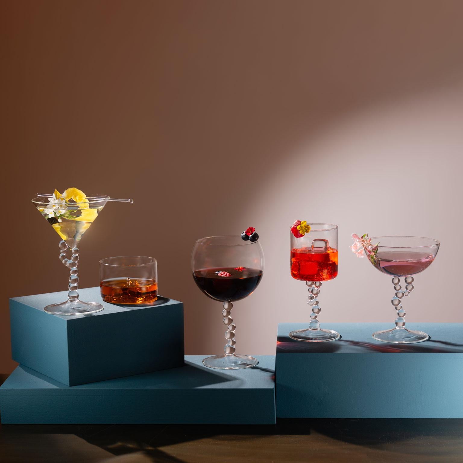 Other Contemporary Hand Blown Alchemica Martini Glass Cocktail Bar Bubbles Joyful For Sale