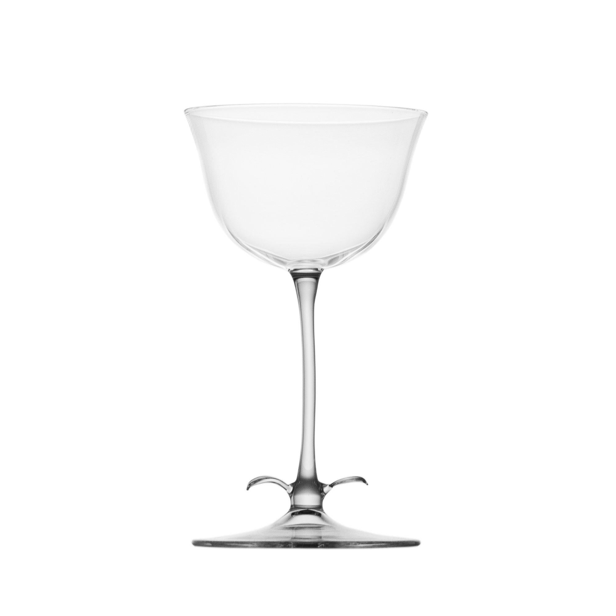 Verre Set de verres à cocktail contemporains soufflés à la main en forme de fleur de clocher Garden Leaf Nature en vente