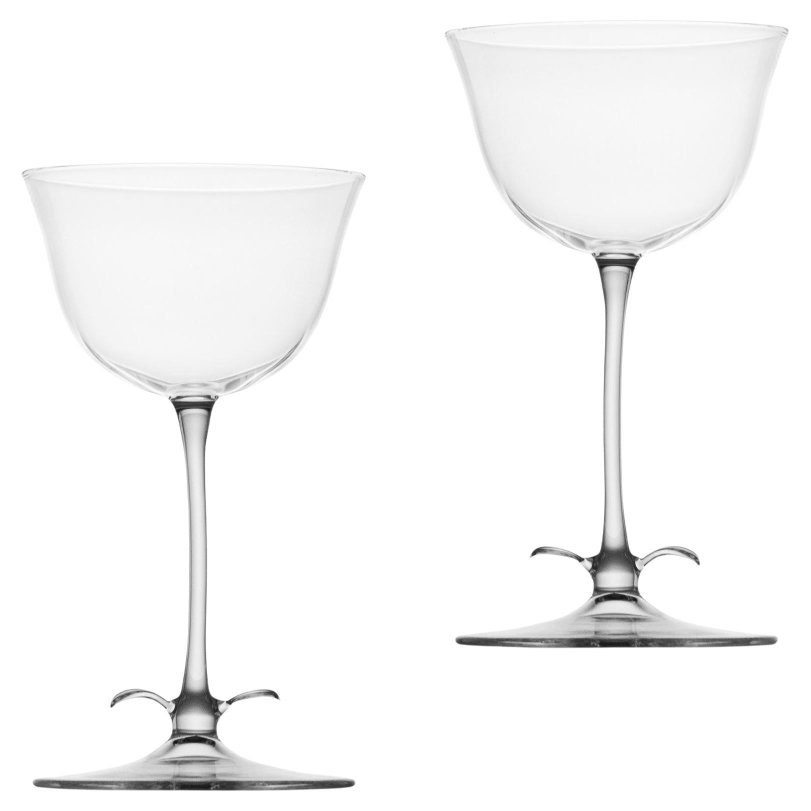 Set de verres à cocktail contemporains soufflés à la main en forme de fleur de clocher Garden Leaf Nature en vente