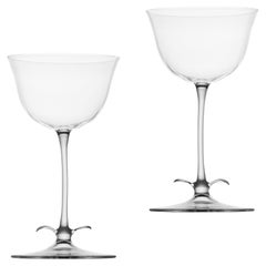 Contemporary Hand Blown Bellflower Cocktail Glasses Set Garden Leaf Nature