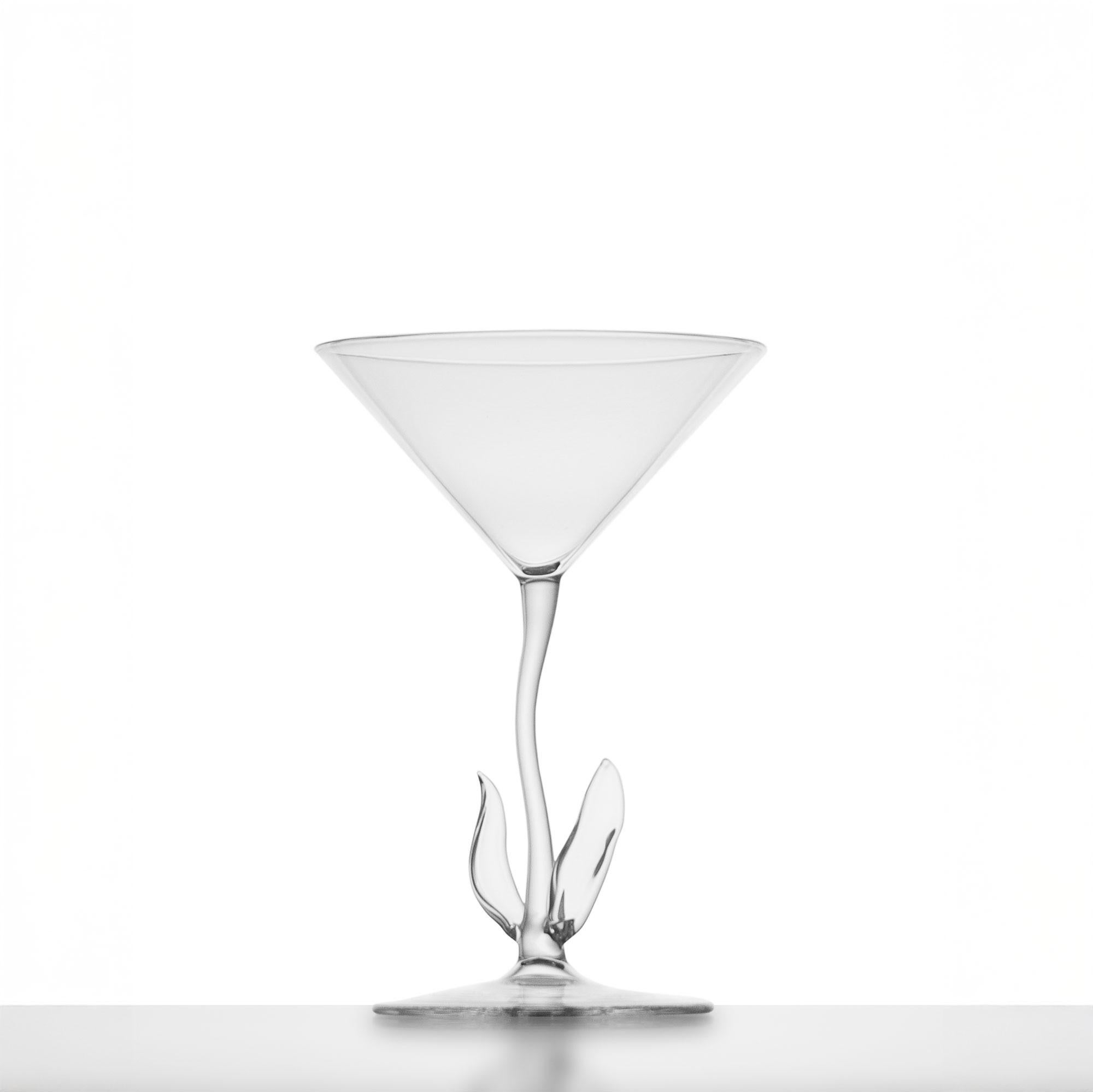 italien Set de verres à cocktail contemporains soufflés à la main en forme de fleur de calla Garden Leaf Nature en vente
