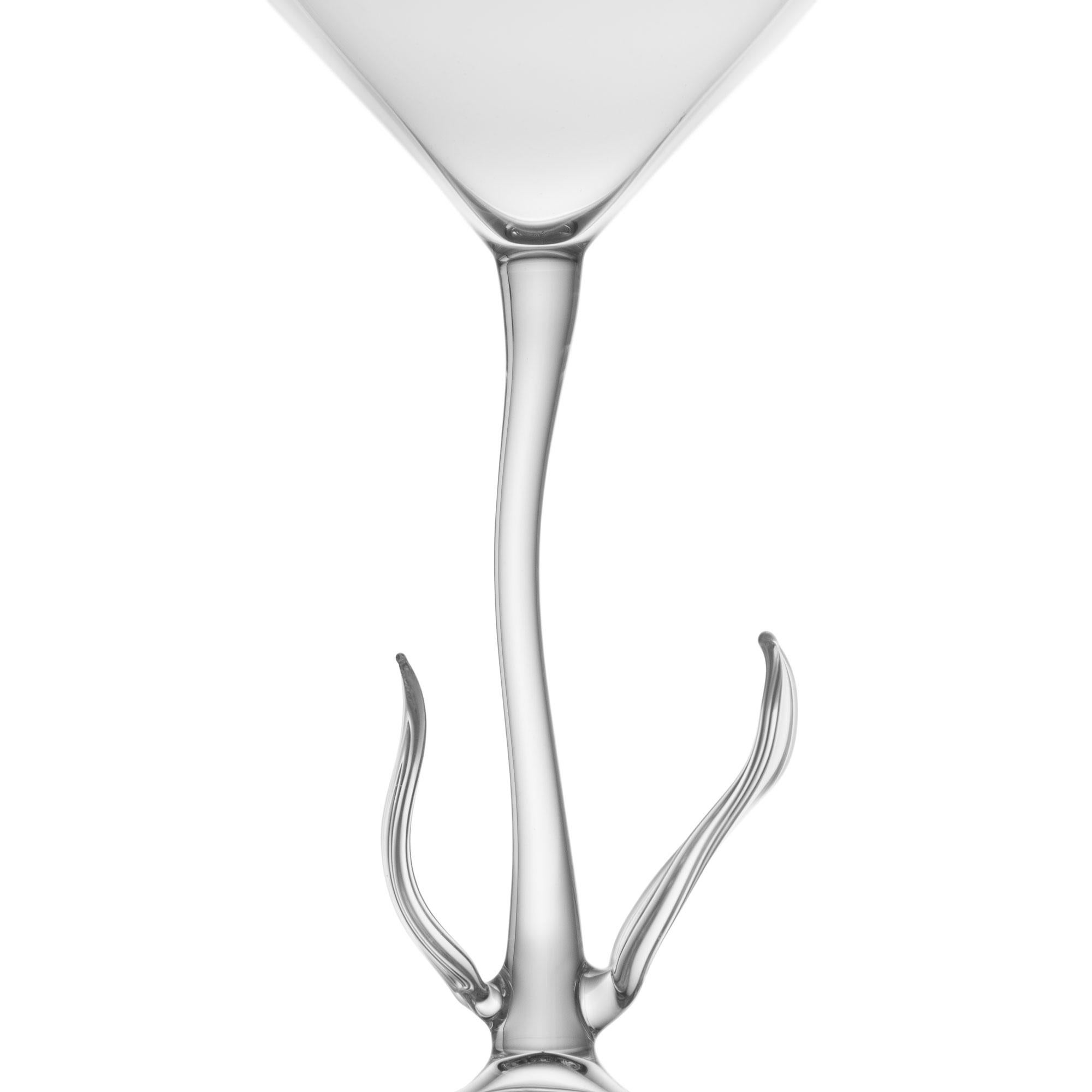 Autre Set de verres à cocktail contemporains soufflés à la main en forme de fleur de calla Garden Leaf Nature en vente
