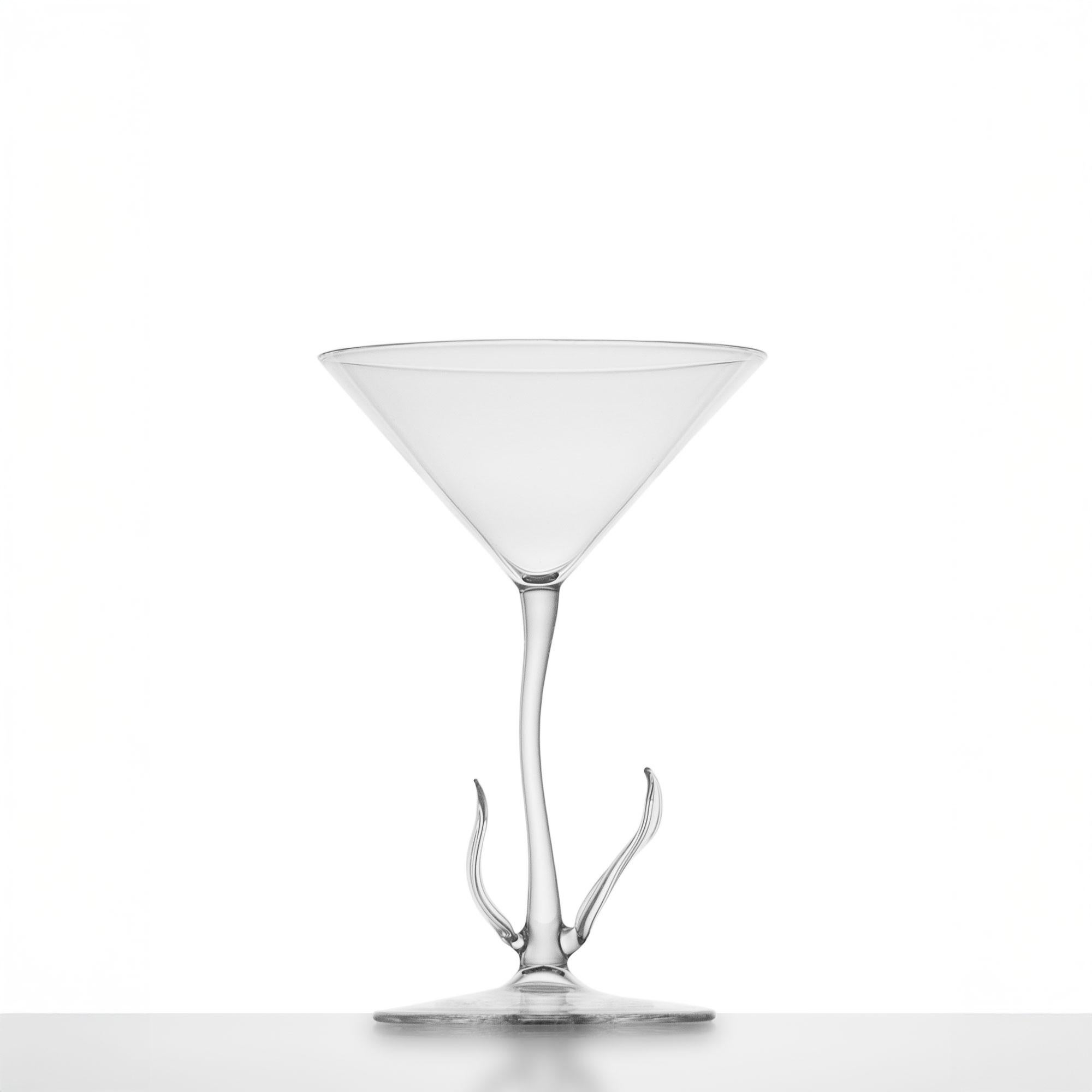 Verre Set de verres à cocktail contemporains soufflés à la main en forme de fleur de calla Garden Leaf Nature en vente