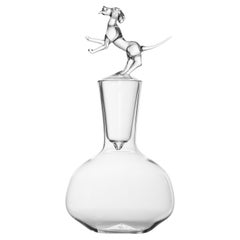Contemporary Hand Blown Dog Glass Bottle by Simone Crestani