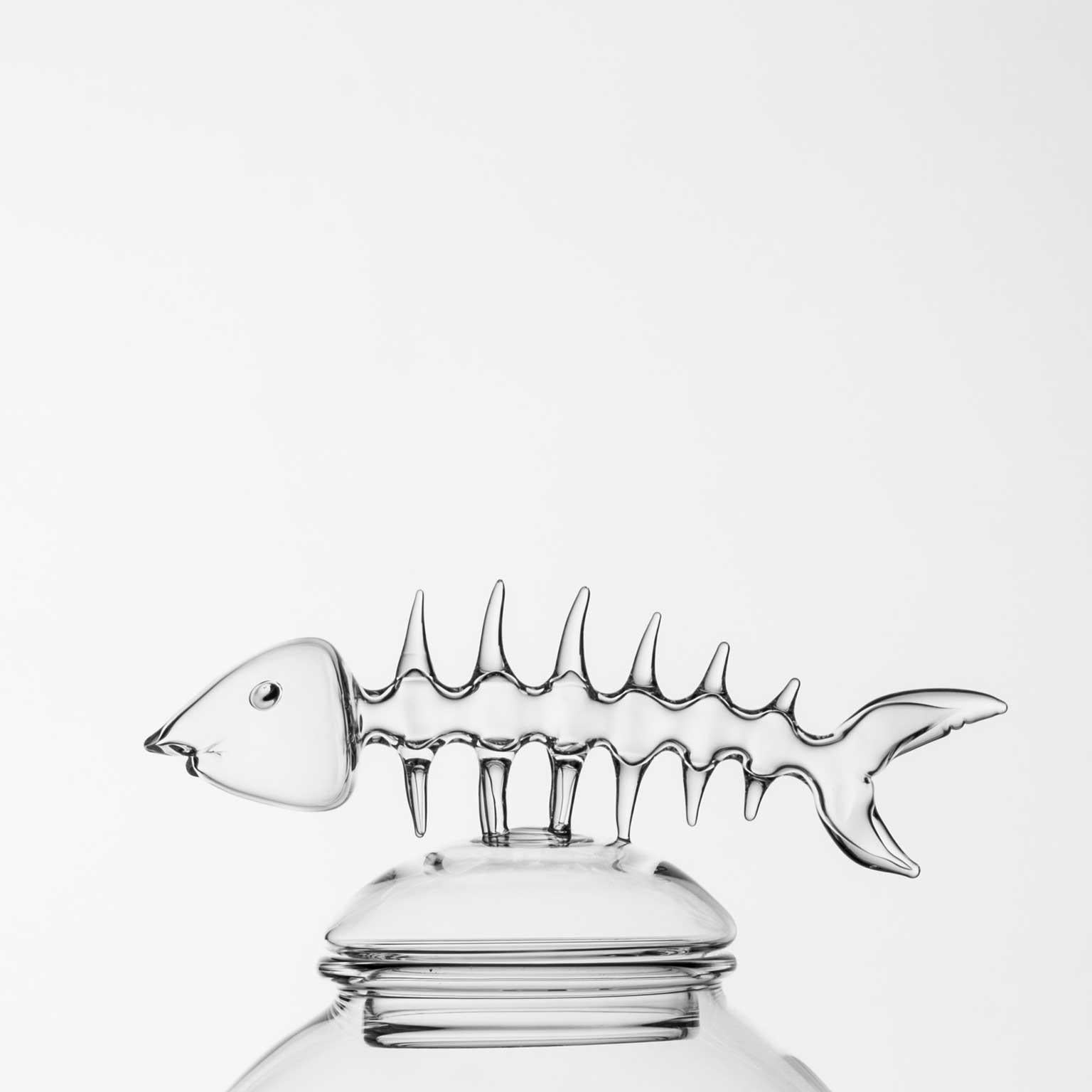 Other Contemporary Hand-Blown Esca Glass Jar Fish Bone Animal Sea Creatures Ocean Deco For Sale
