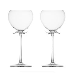Contemporary Hand Blown Fortified Wine Glasses Set Garden Flower Bouquet Petals
