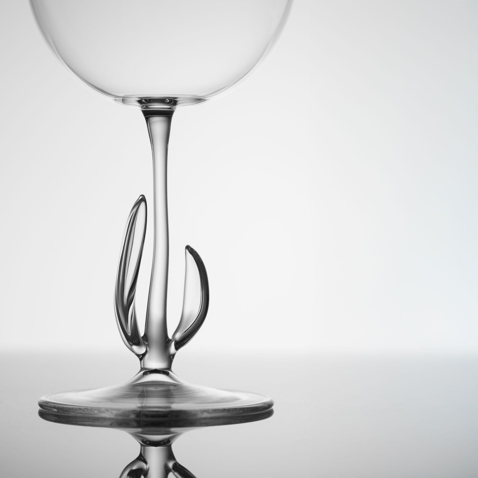 Moderne Set de verres à cocktail contemporains soufflés à la main Gardenia Garden Leaf Nature Wild en vente