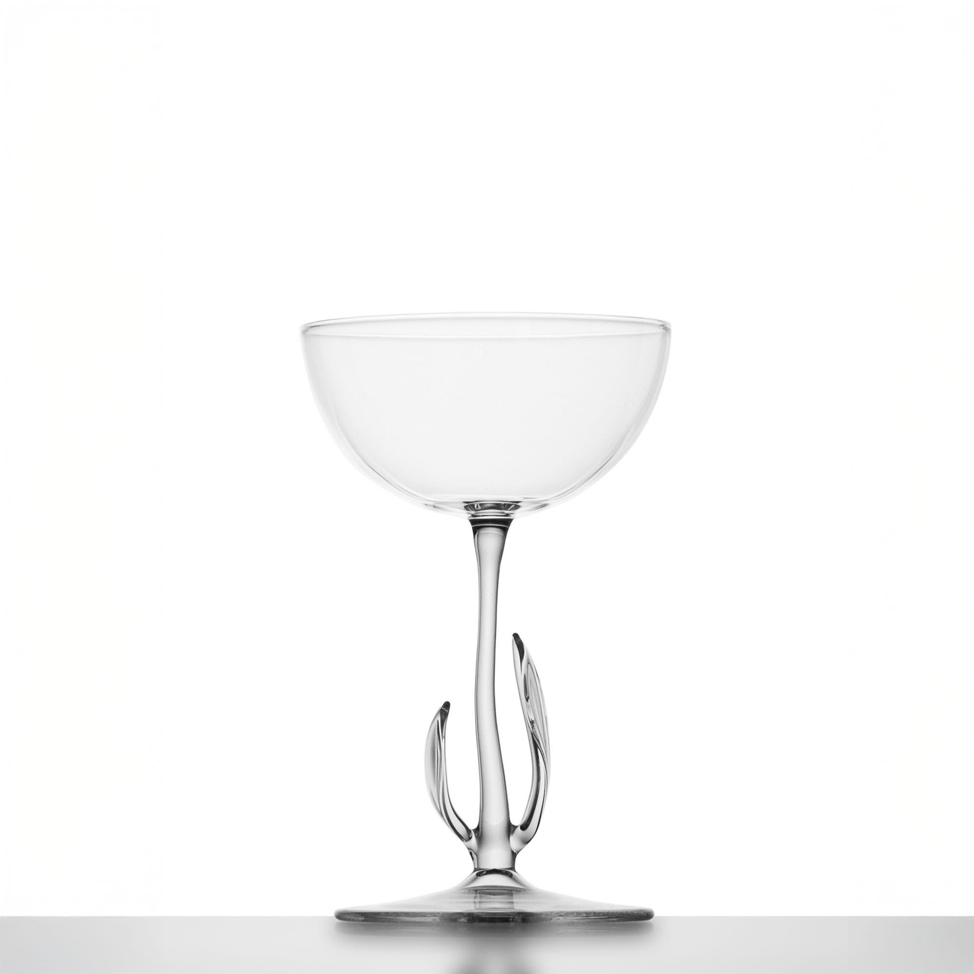 italien Set de verres à cocktail contemporains soufflés à la main Gardenia Garden Leaf Nature Wild en vente