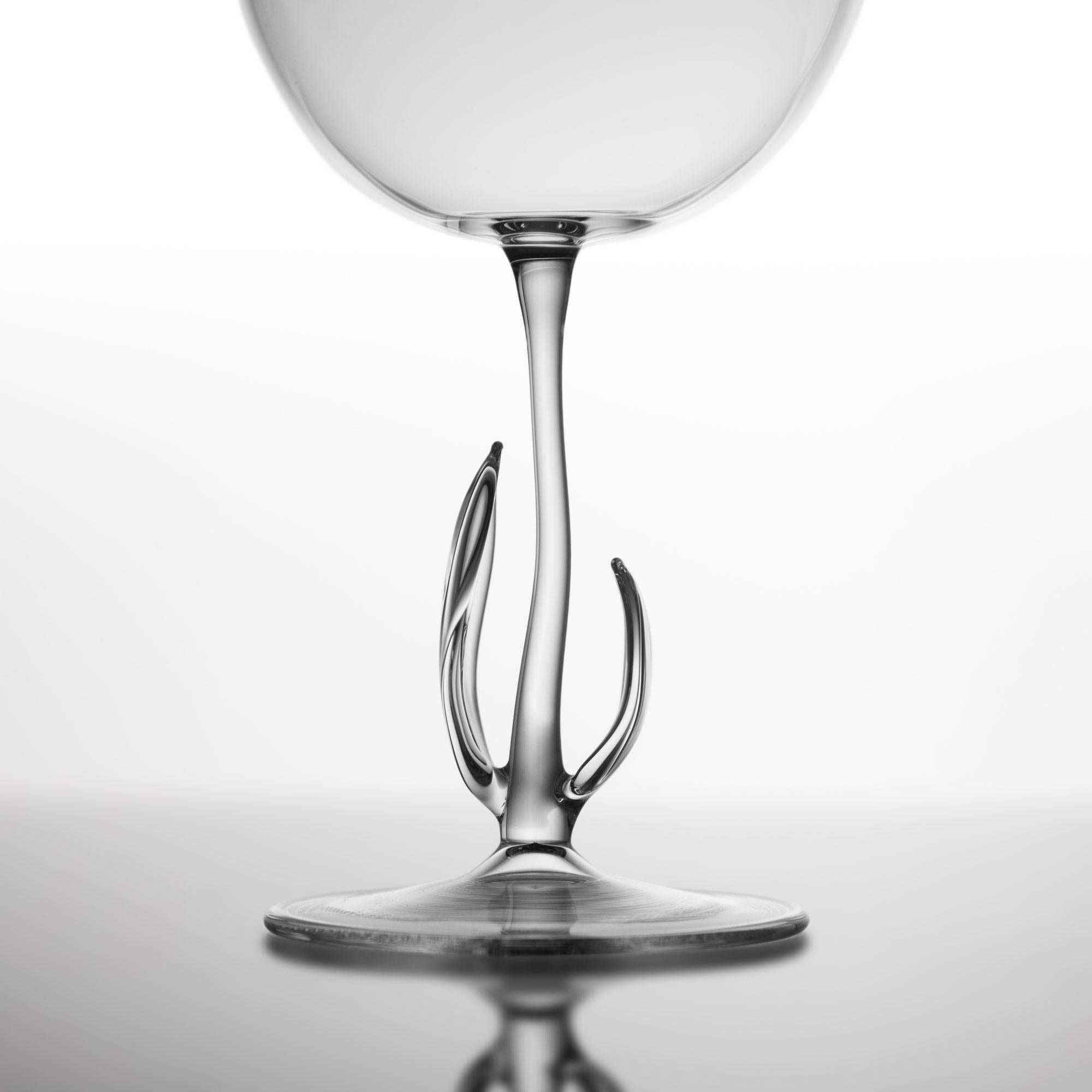 Autre Set de verres à cocktail contemporains soufflés à la main Gardenia Garden Leaf Nature Wild en vente