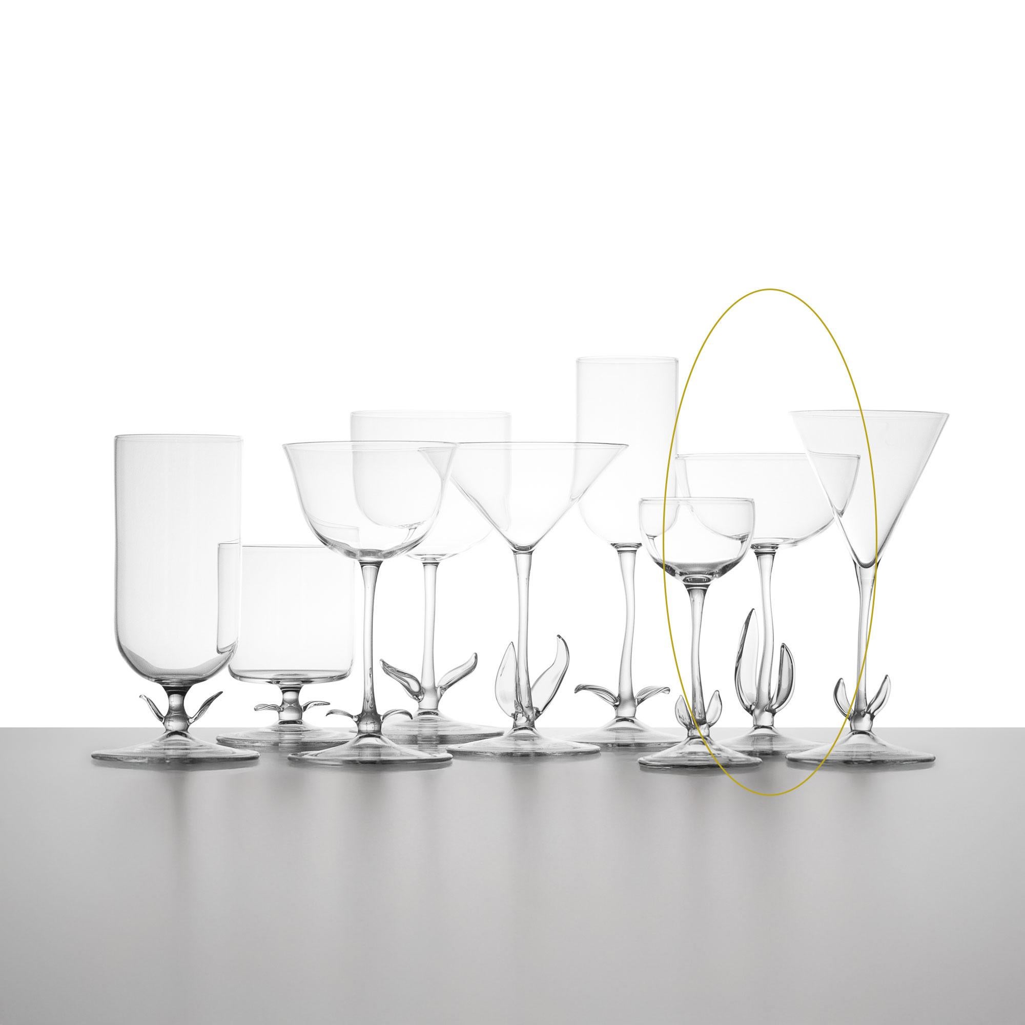 Set de verres à cocktail contemporains soufflés à la main Gardenia Garden Leaf Nature Wild en vente 1