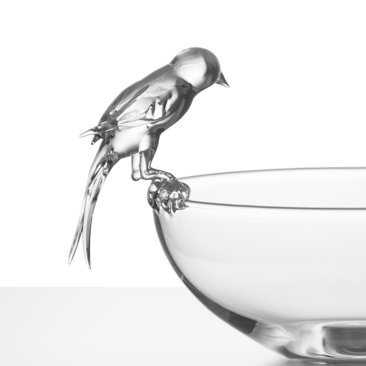 Altro Ciotola contemporanea in vetro soffiato a mano Uccellino Rondine Carino Decorativo Crestani in vendita