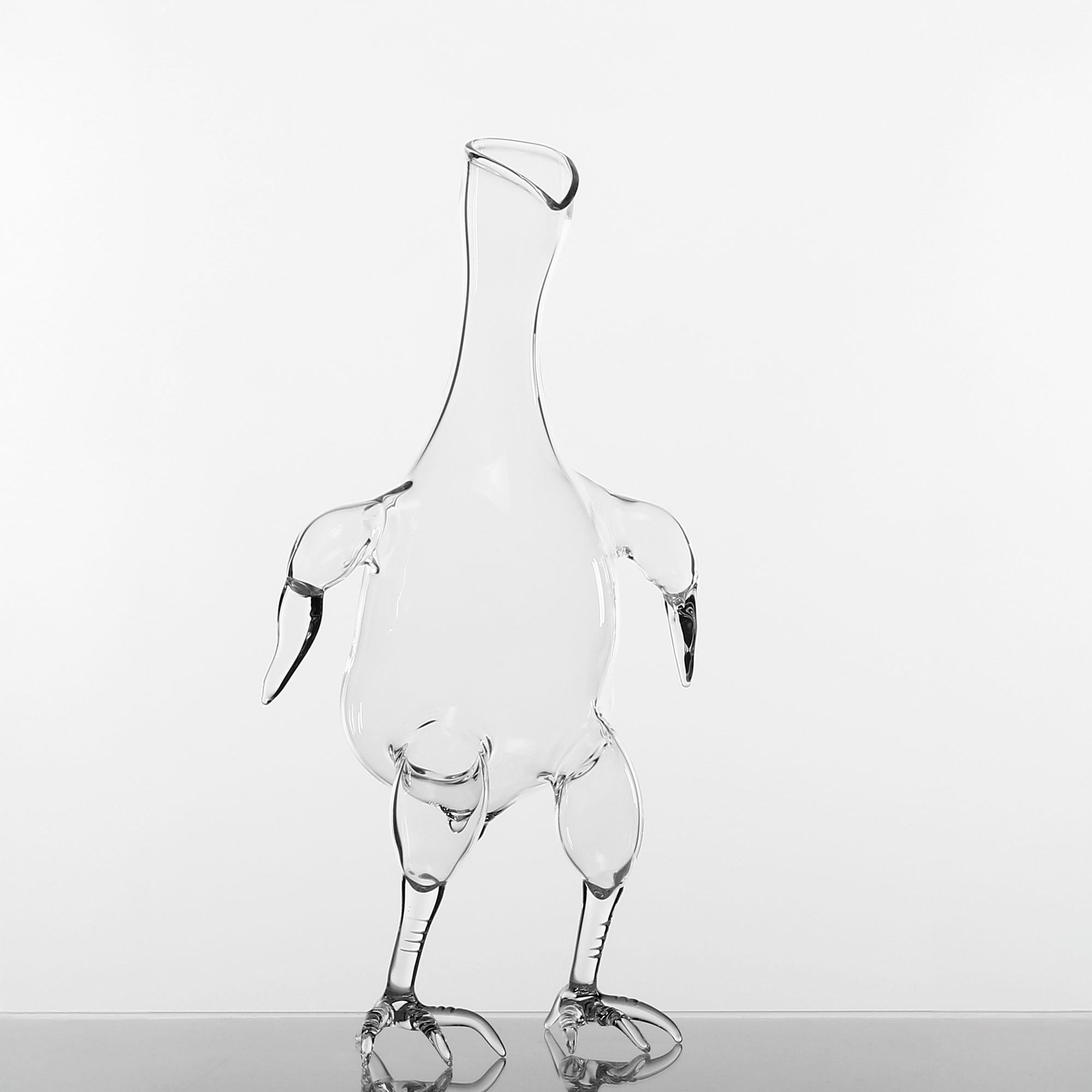 Italian Contemporary Hand Blown Glass Decanter Gajna Chicken Farm Playful Animal Liquor For Sale