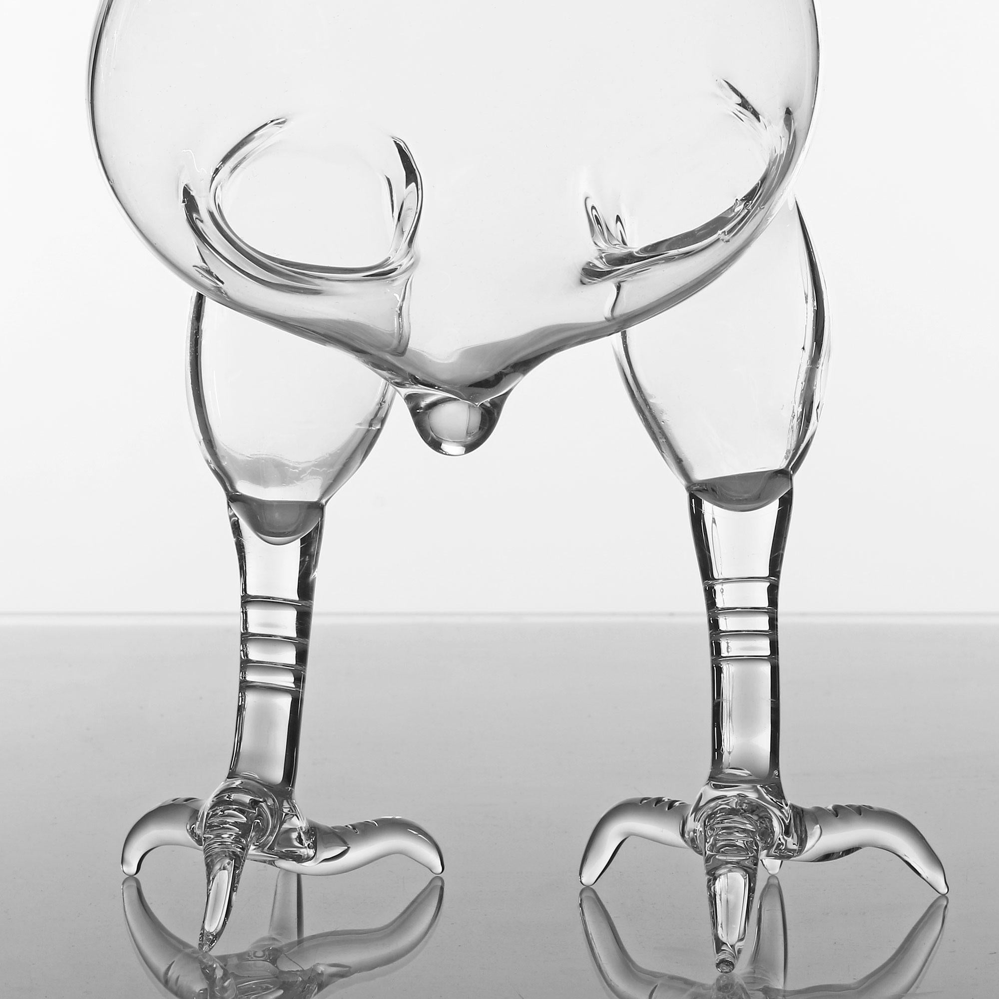 Other Contemporary Hand Blown Glass Decanter Gajna Chicken Farm Playful Animal Liquor For Sale