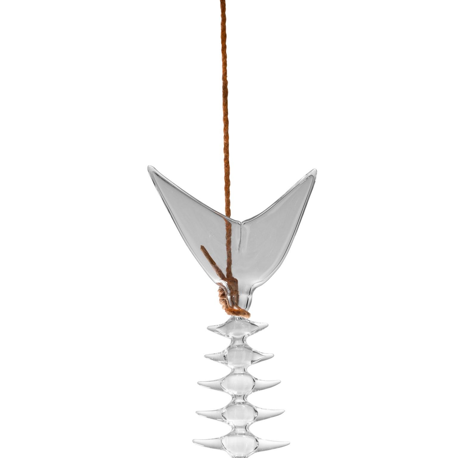 Italiano Contemporaneo in vetro soffiato a mano Delizioso Pesce Scultura Scala Struttura Ossea Mare in vendita