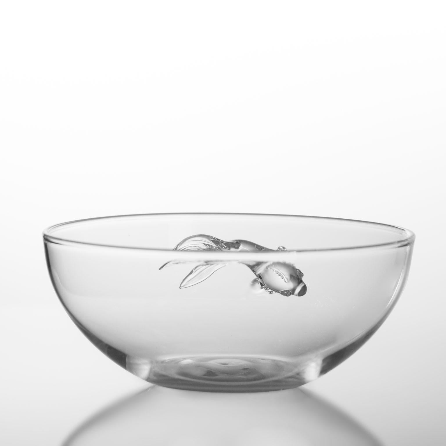 Contemporary Fish Bowl aus mundgeblasenem Glas von Simone Crestani im Zustand „Neu“ in Camisano Vicentino, IT