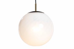 Contemporary Hand Blown Glass Pendant Lamp in White with Twist