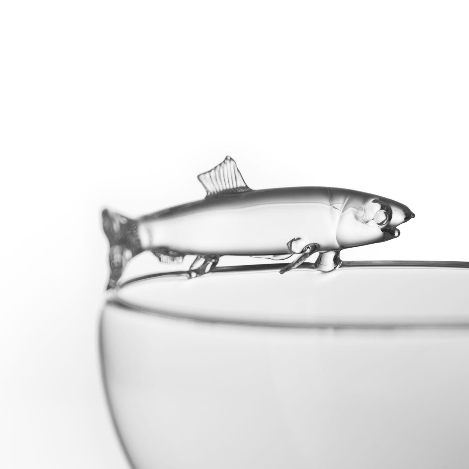 Moderne Bol contemporain en verre soufflé Pilchard par Simone Crestani