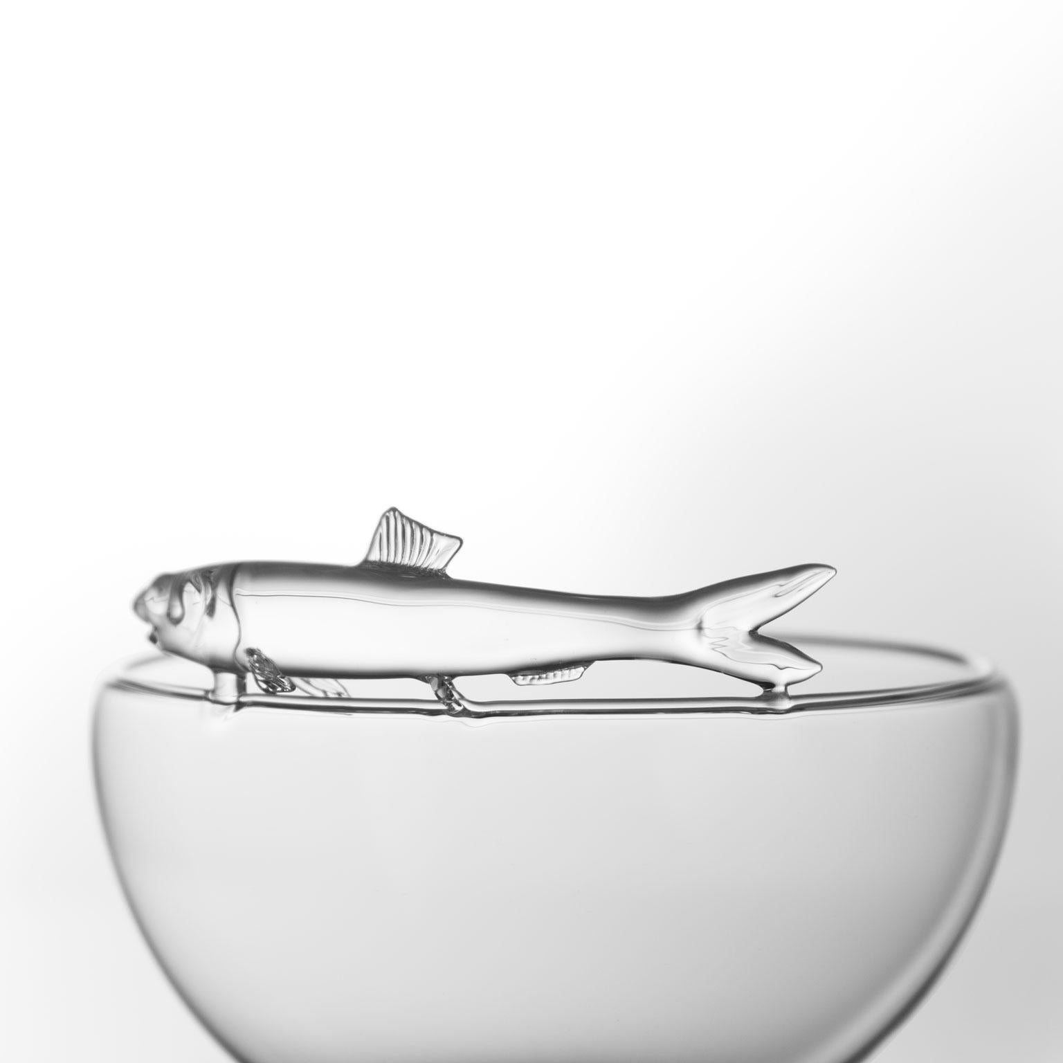 italien Bol contemporain en verre soufflé Pilchard par Simone Crestani