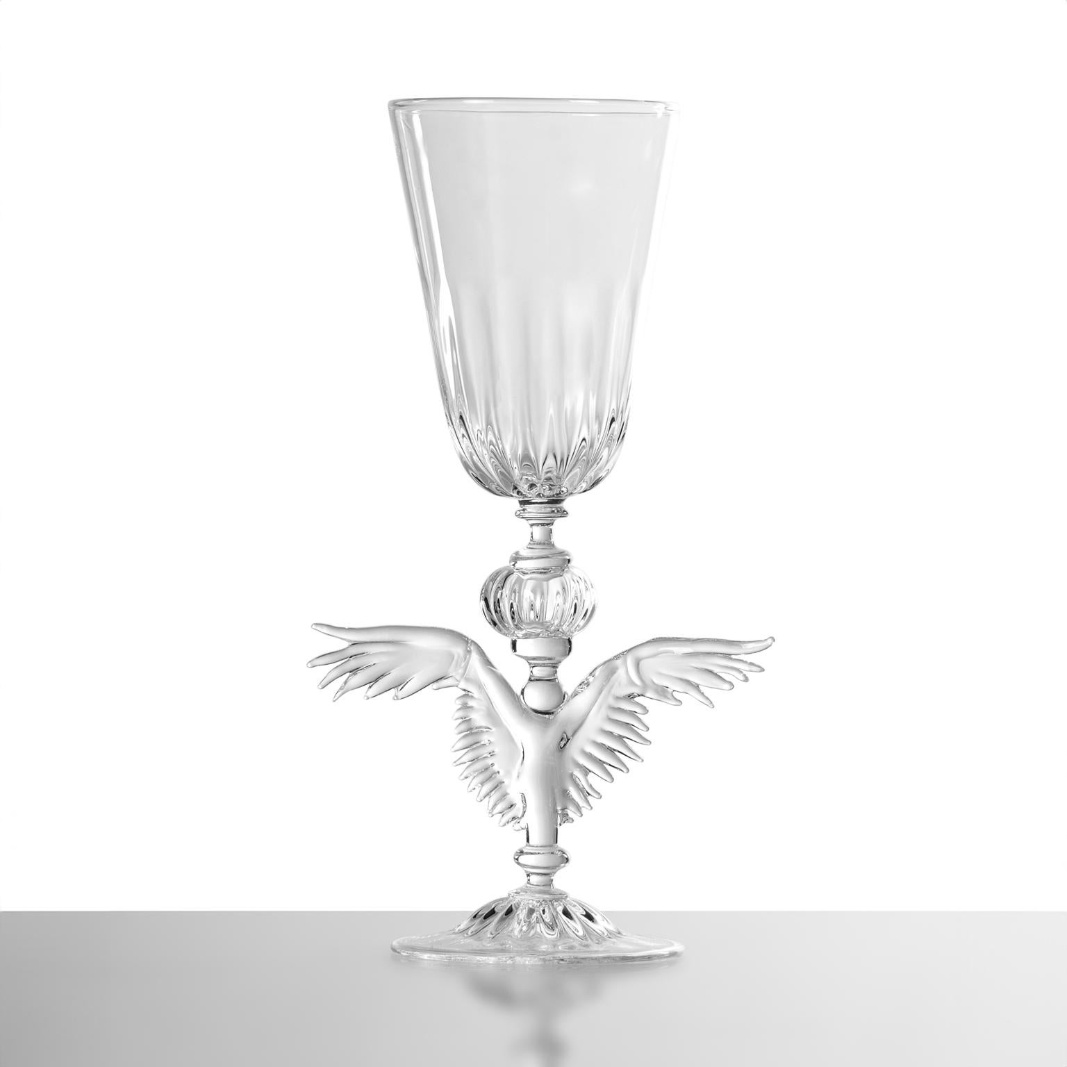 Moderno Uccello scultoreo contemporaneo in vetro soffiato a mano Sacralità Façon de Venise Fly in vendita