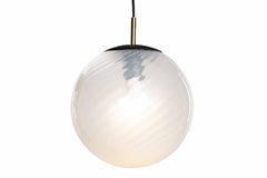 Contemporary Hand Blown Glass Pendant Lamp in Translucent Ivory with Twist