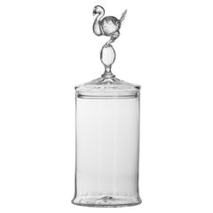 Contemporary Hand Blown Transparent Glass Animal "Turkey Jar"  Simone Crestani