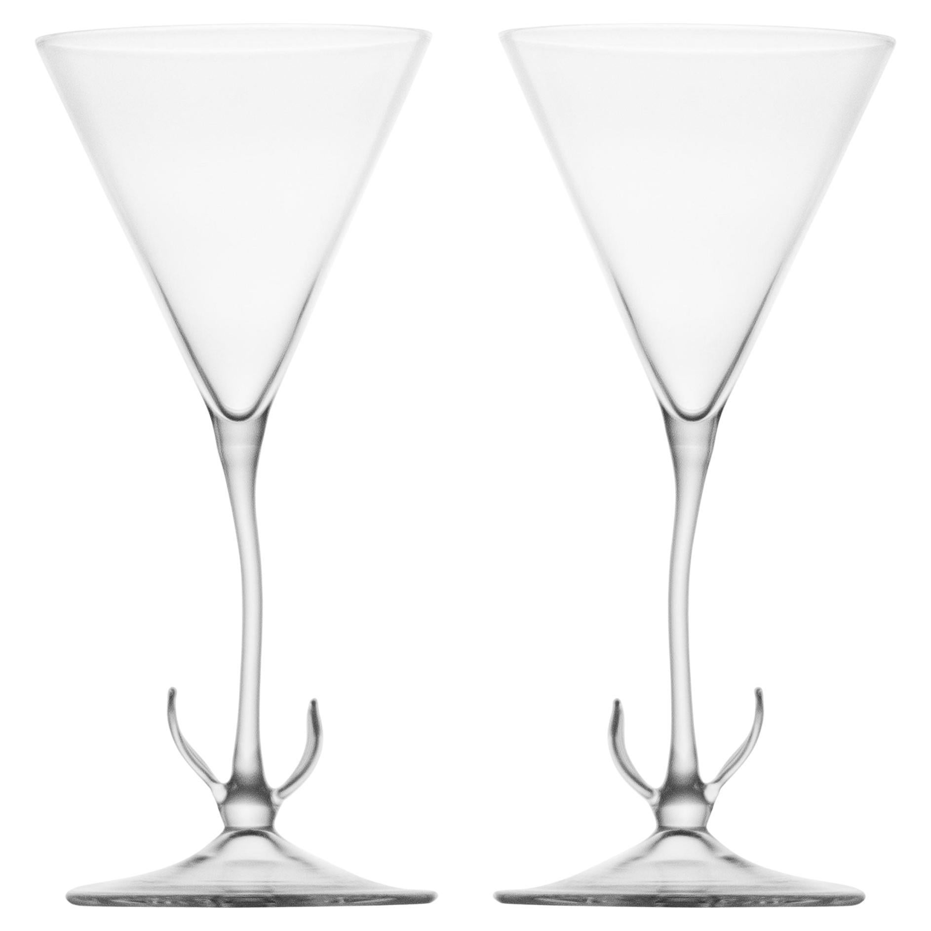 Set de verres à cocktail contemporains soufflés à la main Morning Glory Garden Leaf Nature