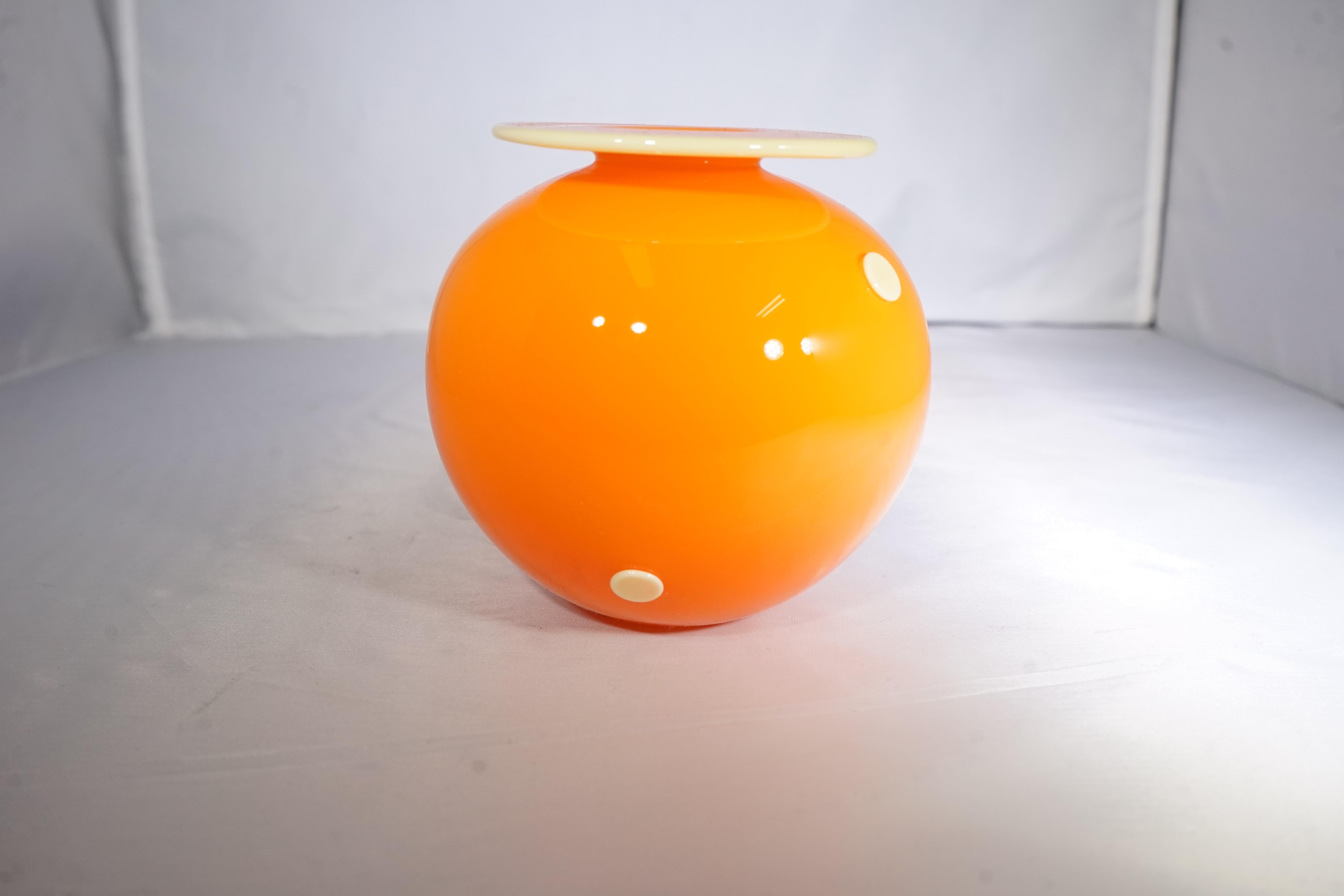 Contemporary Hand Blown Orange Two-Tone Large Commissioned Vase In New Condition In Aspen, CO