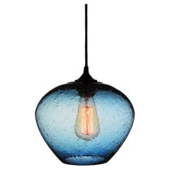 Contemporary Hand Blown Pendant Lamp in Alluring Blue Rustic Finish