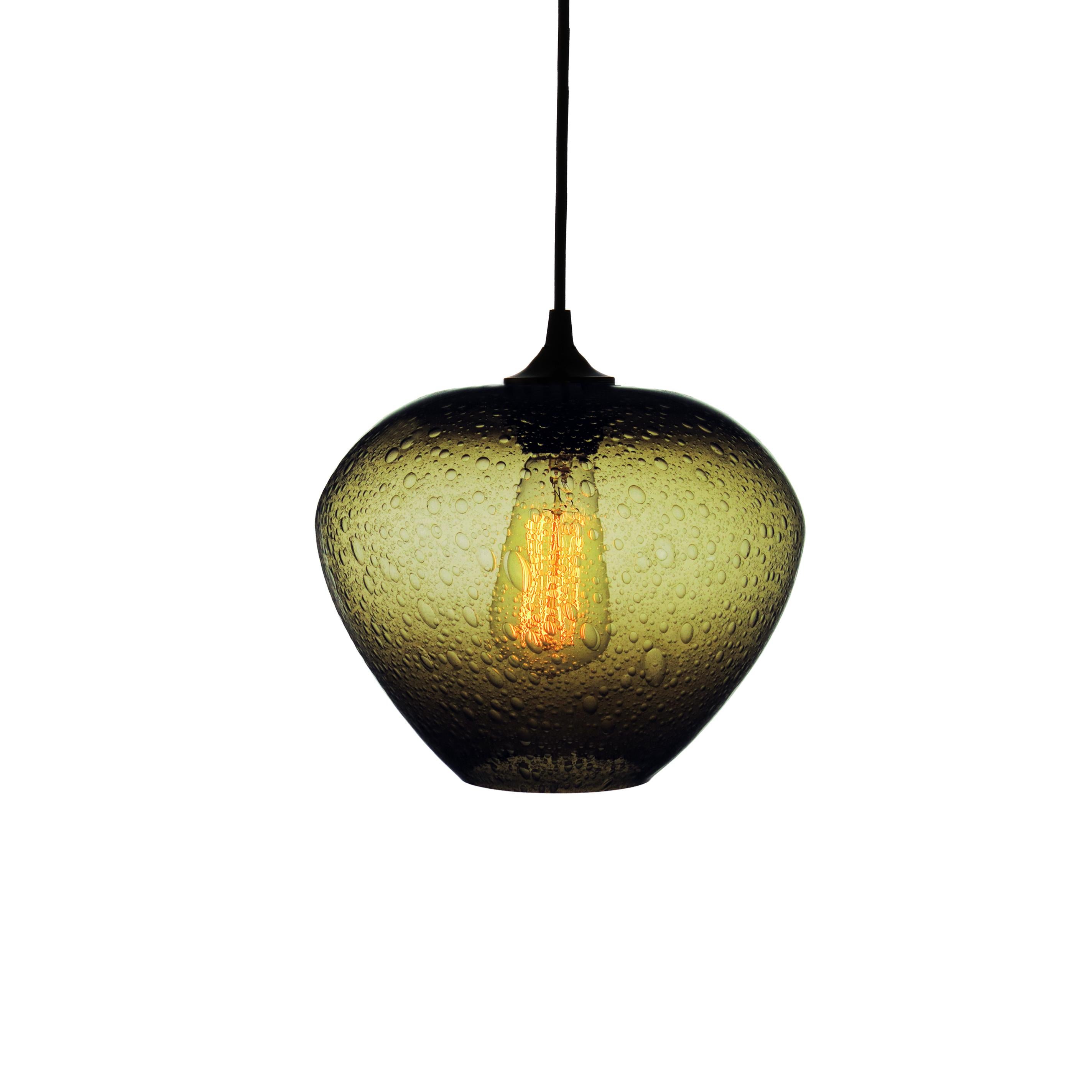 Blown Glass Contemporary Hand Blown Pendant Lamp in Dreamy Turquoise Rustic Finish For Sale