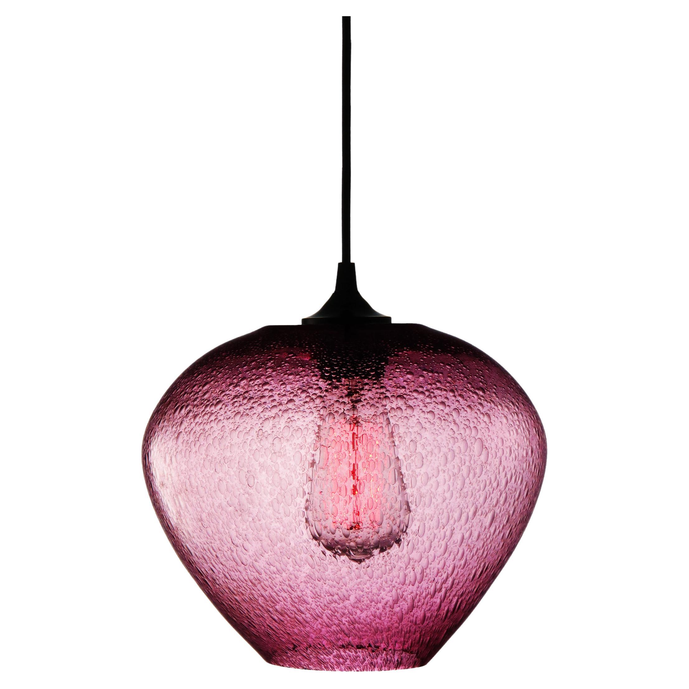 Contemporary Hand Blown Pendant Lamp in Luscious Rosa Rustic Finish